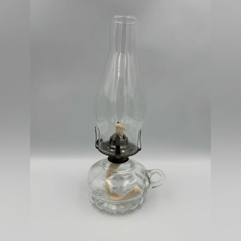 Vintage Oil‎ Lamp Floral Shade Cottagecore Glass Lantern Coquette Decor